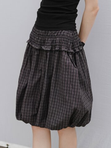 3/10예약배송_TG_Plaid two-way balloon top skirt