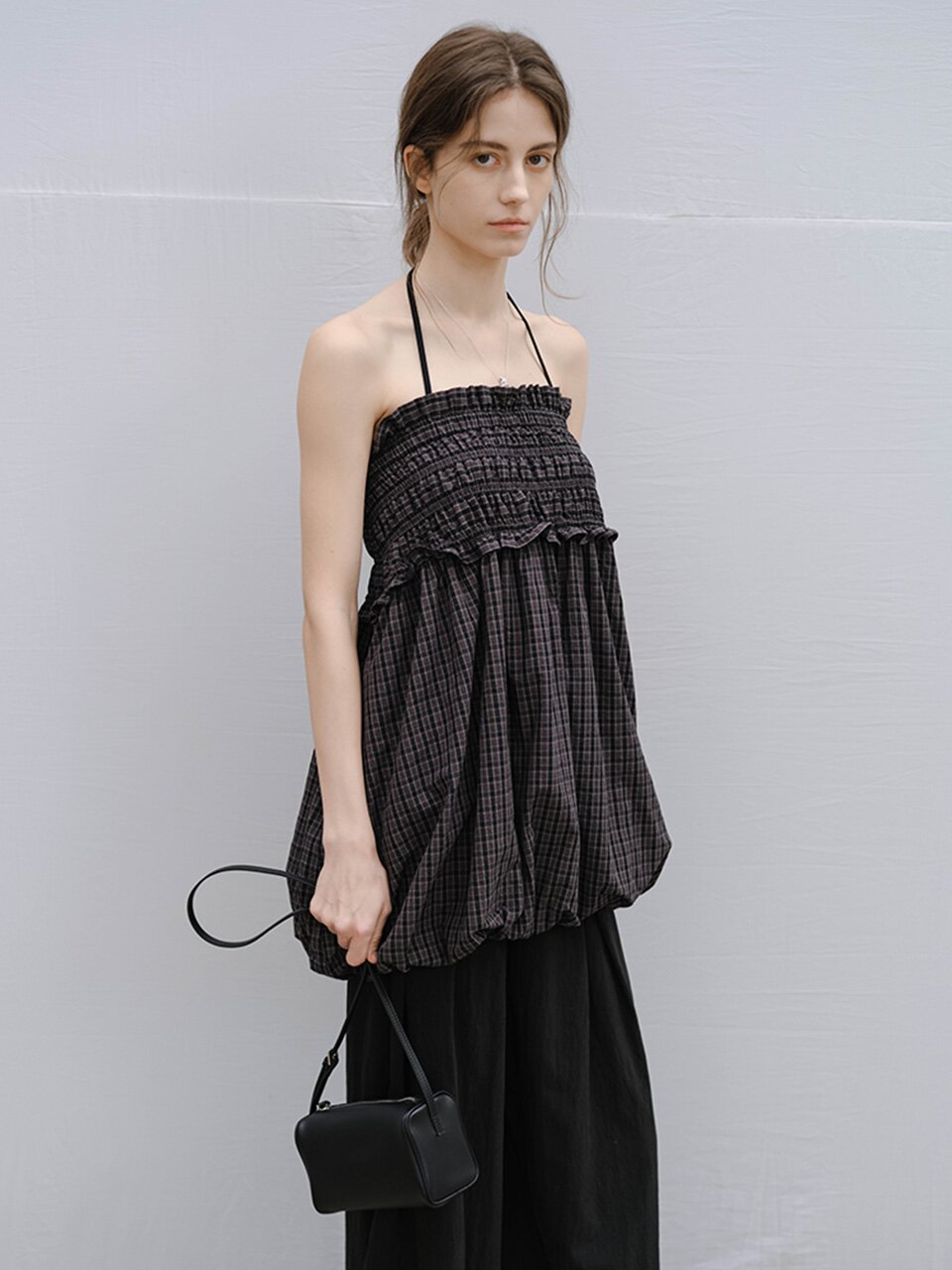 3/10예약배송_TG_Plaid two-way balloon top skirt