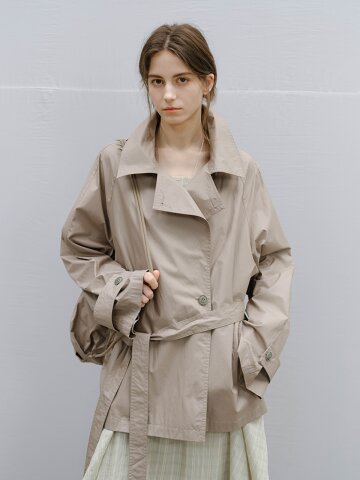 4/6예약배송_TG_Drape short trench coat_2color