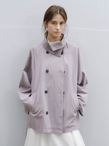 3/10예약배송_TG_Designed collar short trench coat_2color