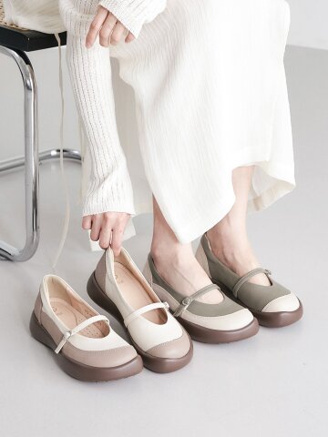 천연가죽 국내수제화 헤이즐 투톤 메리제인 로퍼 GIS-47224