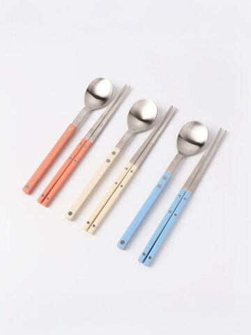 쌍띠에 실버 숟가락 1p (10color) 국산 커트러리 한식 수저 스푼