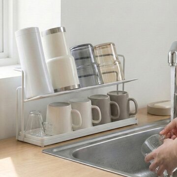 HICKIES 2단 컵건조대 좁은 주방 식기건조 분리형 물빠짐 트레이