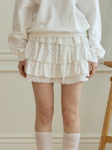 SUNNY DOT TIERED SKIRT_WHITE
