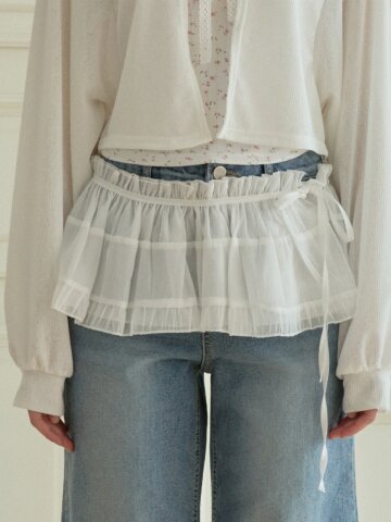 BLUSH MINI LAYERED WRAP SKIRT_WHITE