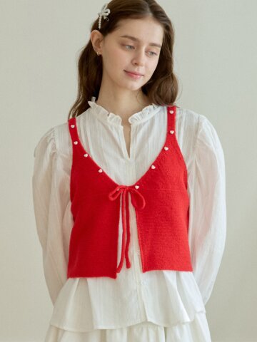 SUNLIT RIBBON KNIT BUSTIER_RED