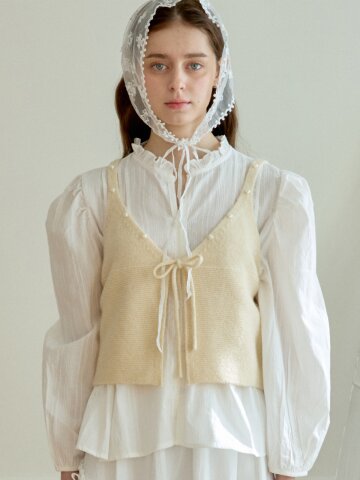 SUNLIT RIBBON KNIT BUSTIER_CREAM