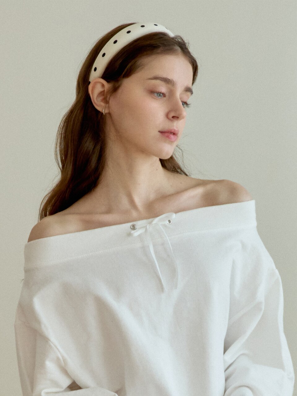 PUFFY DOTTY HAIR BAND_IVORY