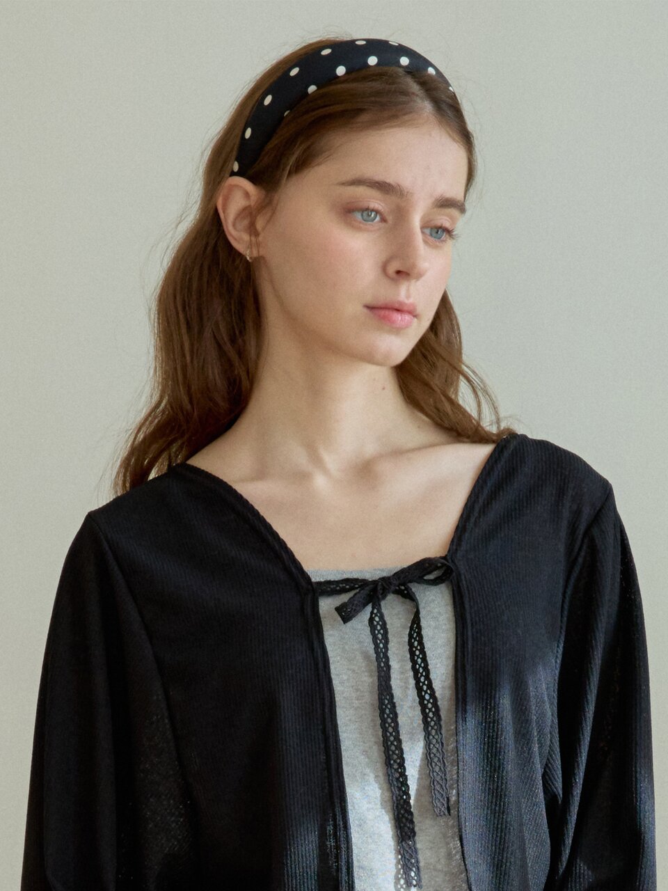 PUFFY DOTTY HAIR BAND_BLACK