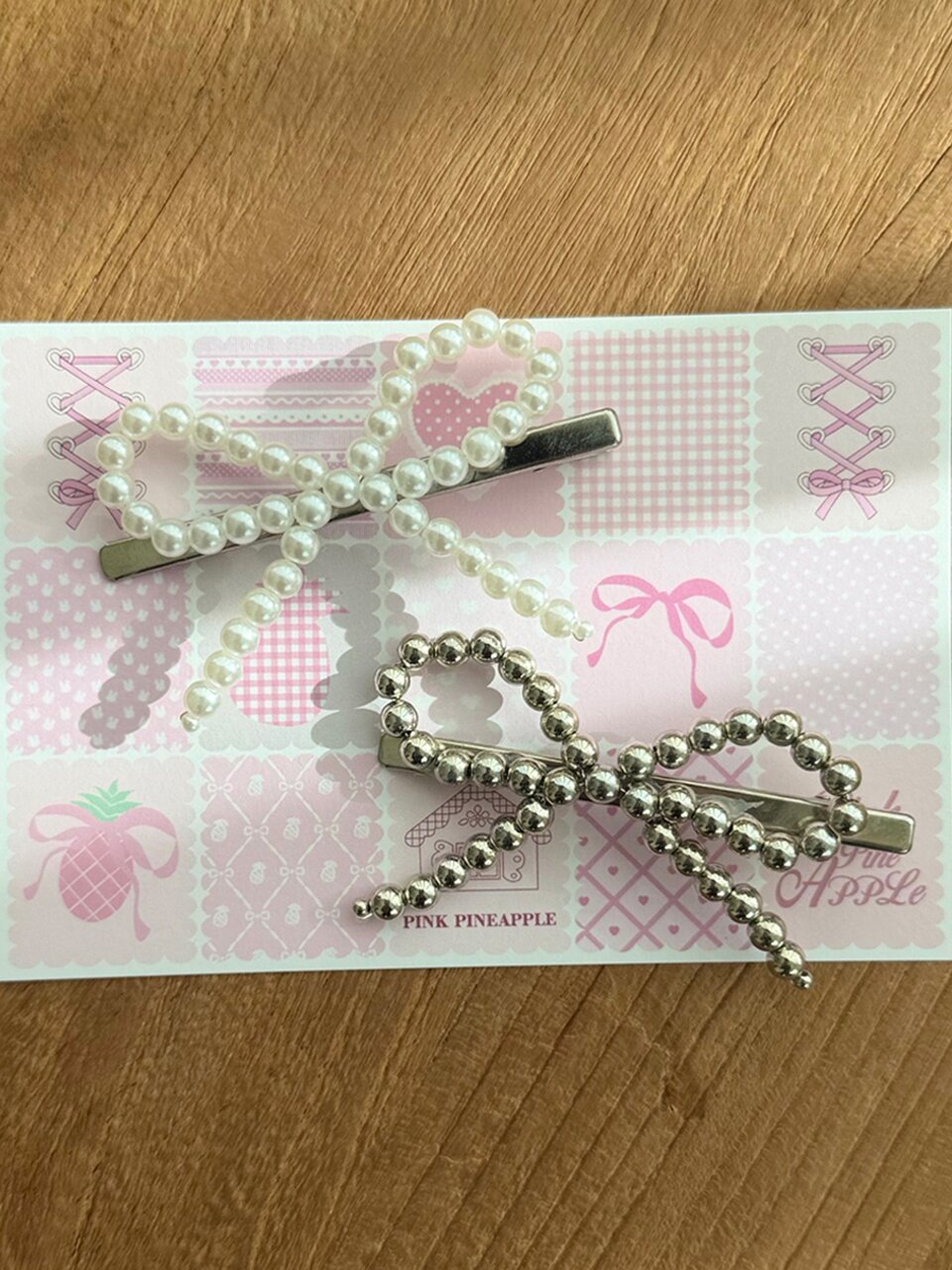 ROMANTIC PEARL RIBBON HAIRPIN_SILVER