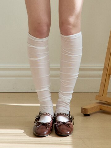 [2EA 1SET] DAY LAYERED LONG SOCKS_WHITE (4/29 이후 순차배송)
