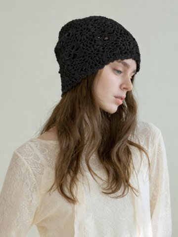 POSY CROCHET BEANIE_BLACK