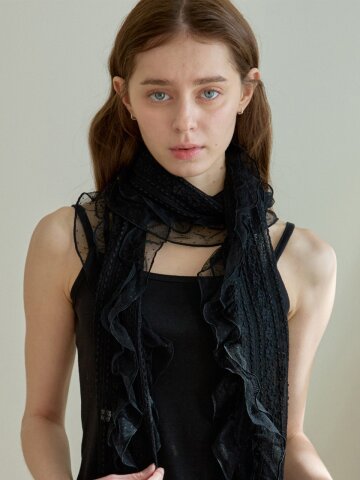 TENDER DOT LACE MUFFLER_BLACK