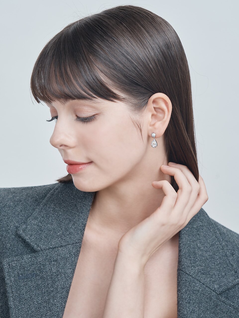 18K GF 모이사나이트 물방울 귀걸이 GI8KPEE082
