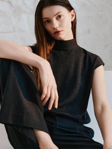 울 투웨이 스카프넥 풀오버 니트 