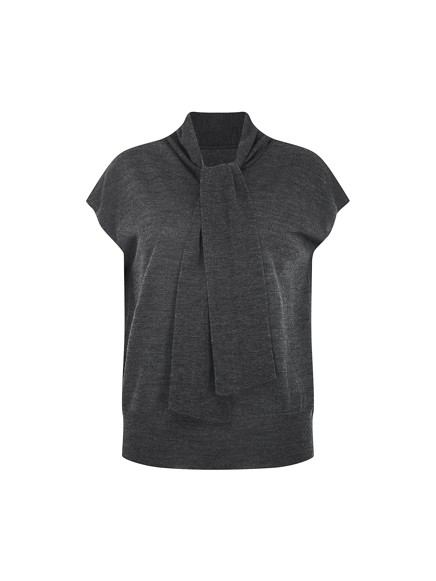 울 투웨이 스카프넥 풀오버 니트 (DARK GREY)