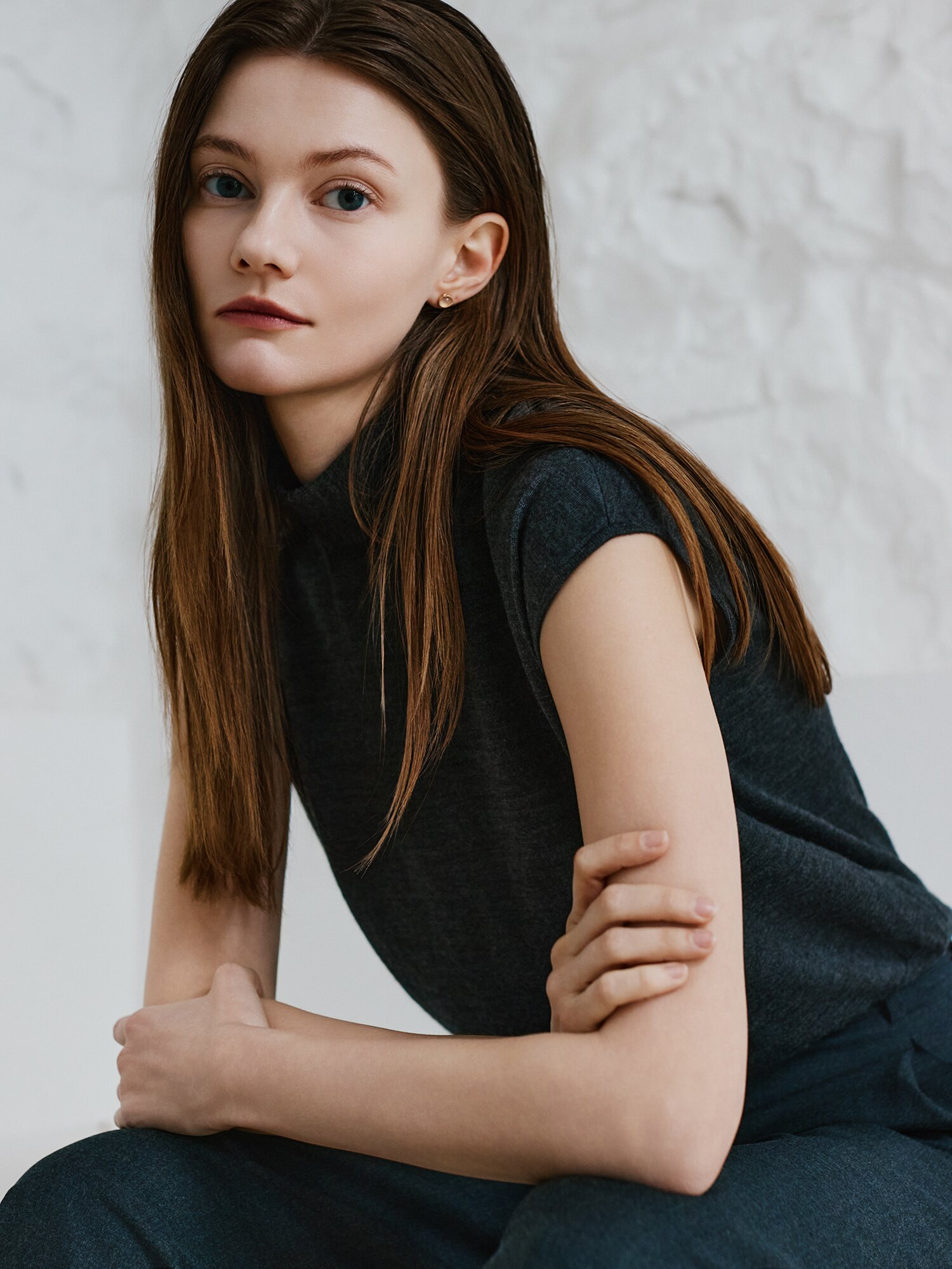 울 투웨이 스카프넥 풀오버 니트 (DARK GREY)