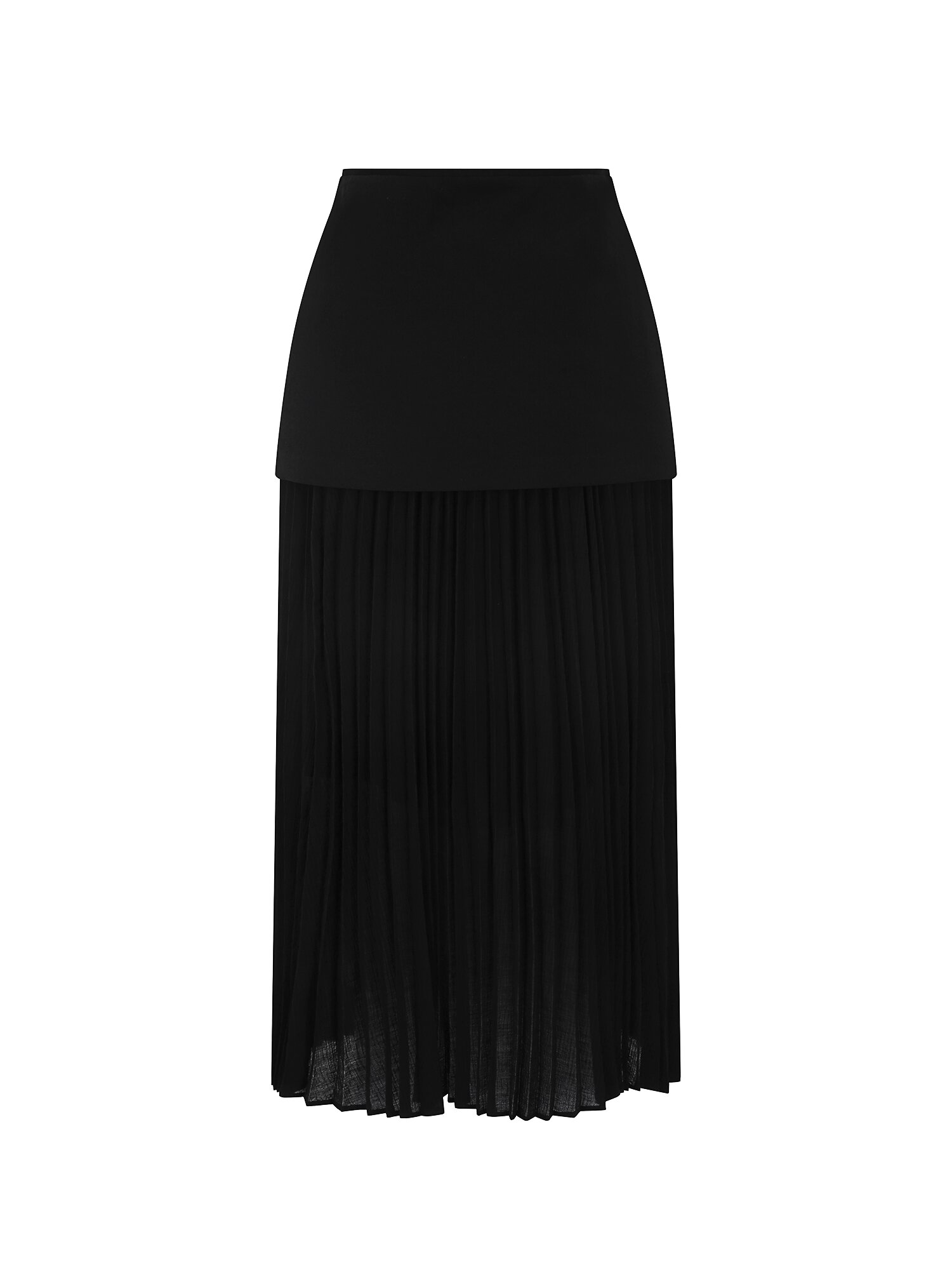 레이어드 플리츠 스커트 (BLACK)