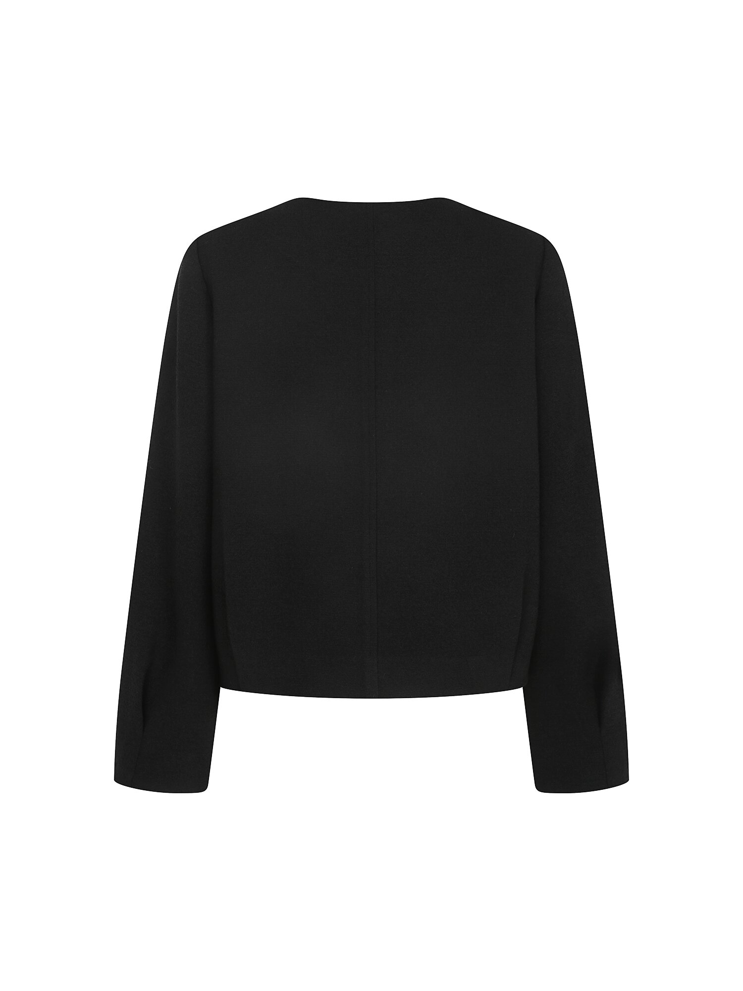 루즈핏 플랩 장식 라운드넥 재킷 (BLACK)