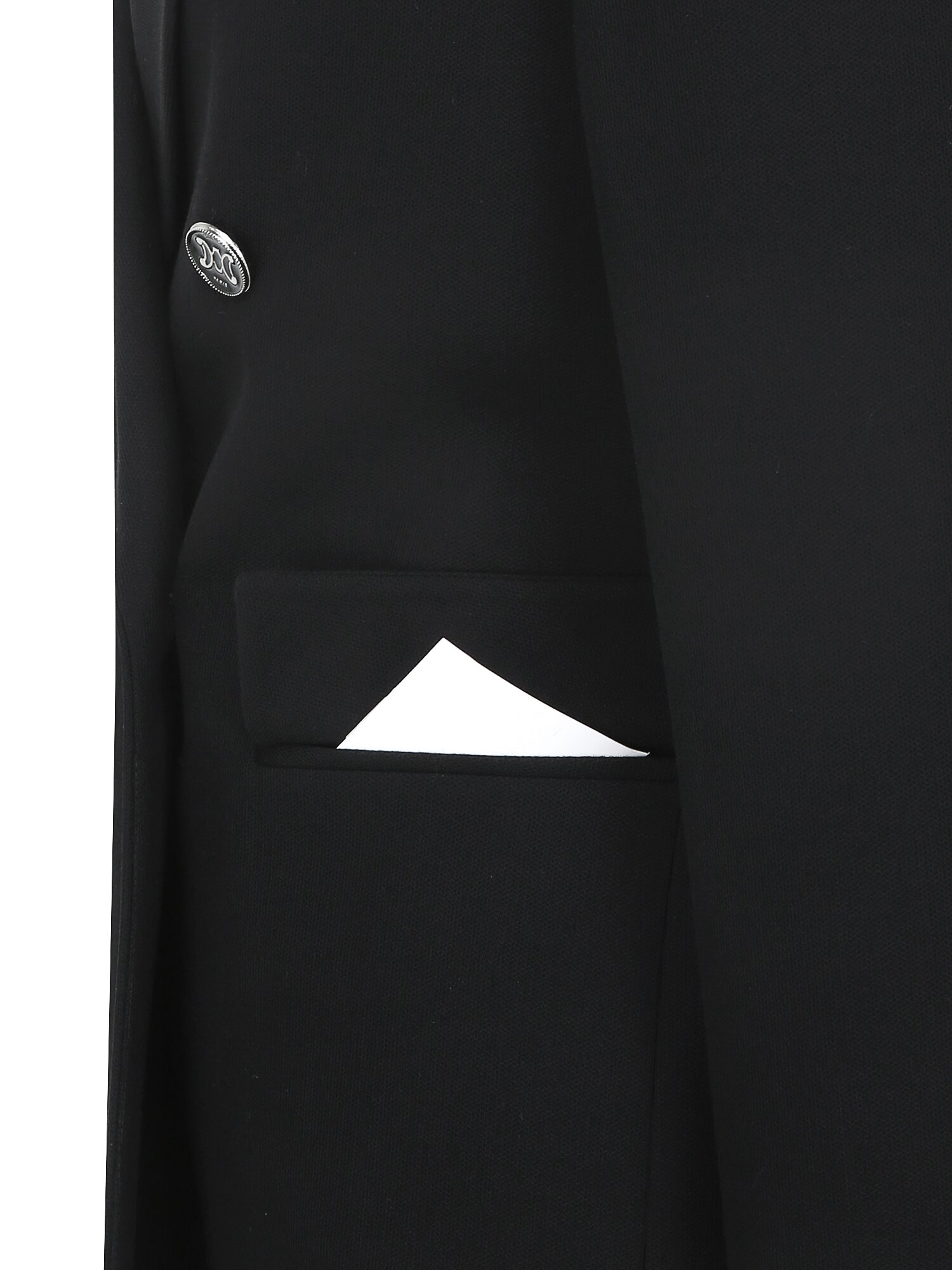 울 피크드 라펠 더블 재킷 (BLACK)