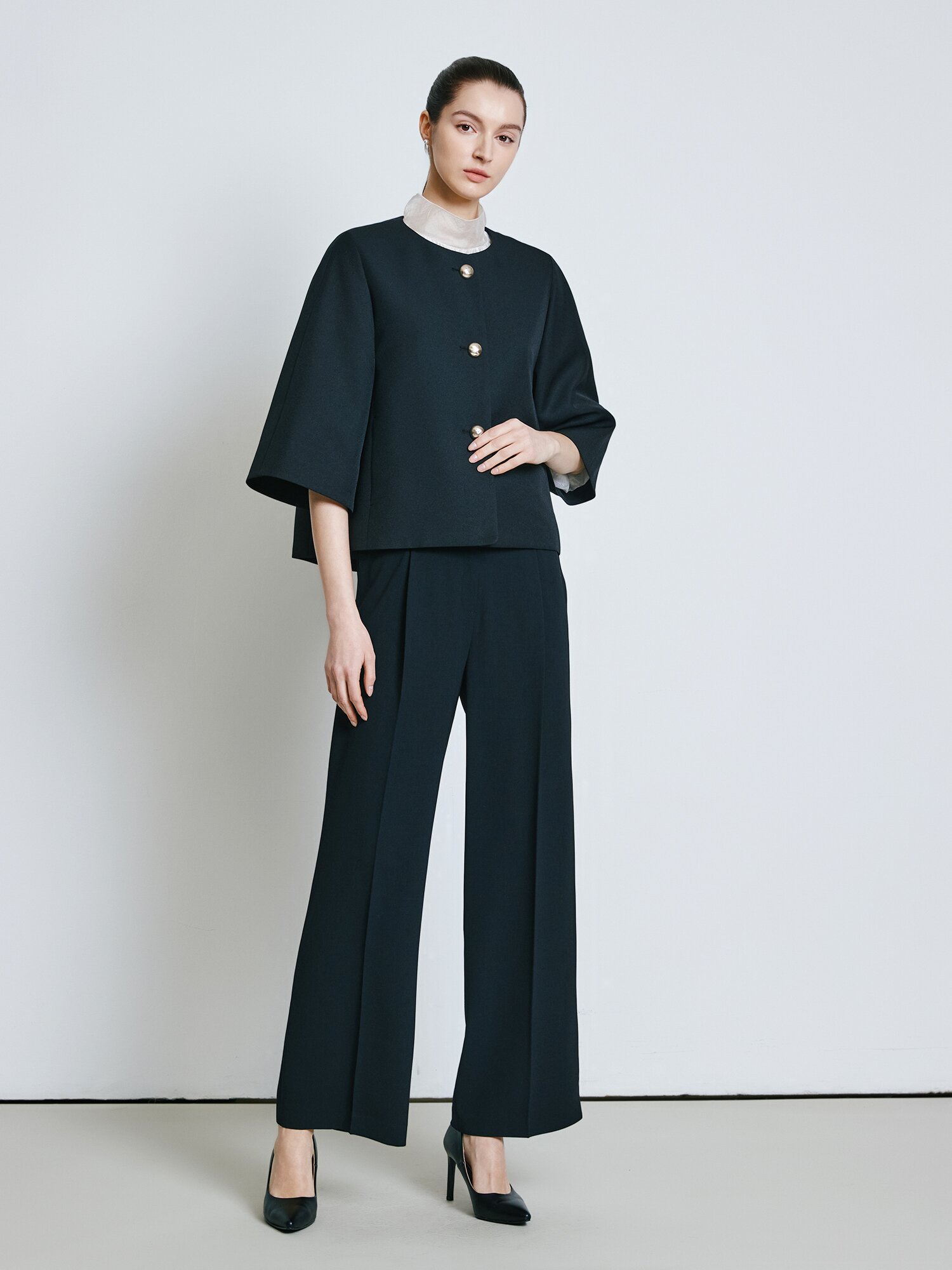 벨티드 원턱 와이드 팬츠 (BLACK)