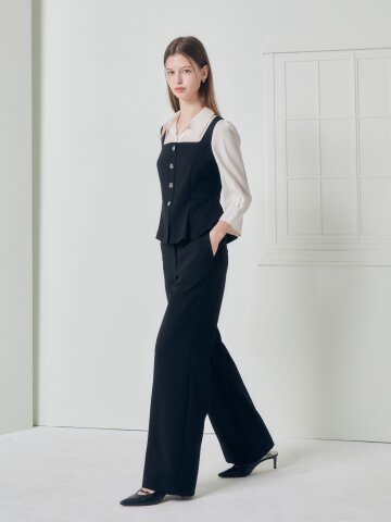 솔리드 와이드 일자핏 팬츠 