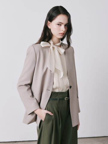 루즈핏 원버튼 브이넥 재킷 