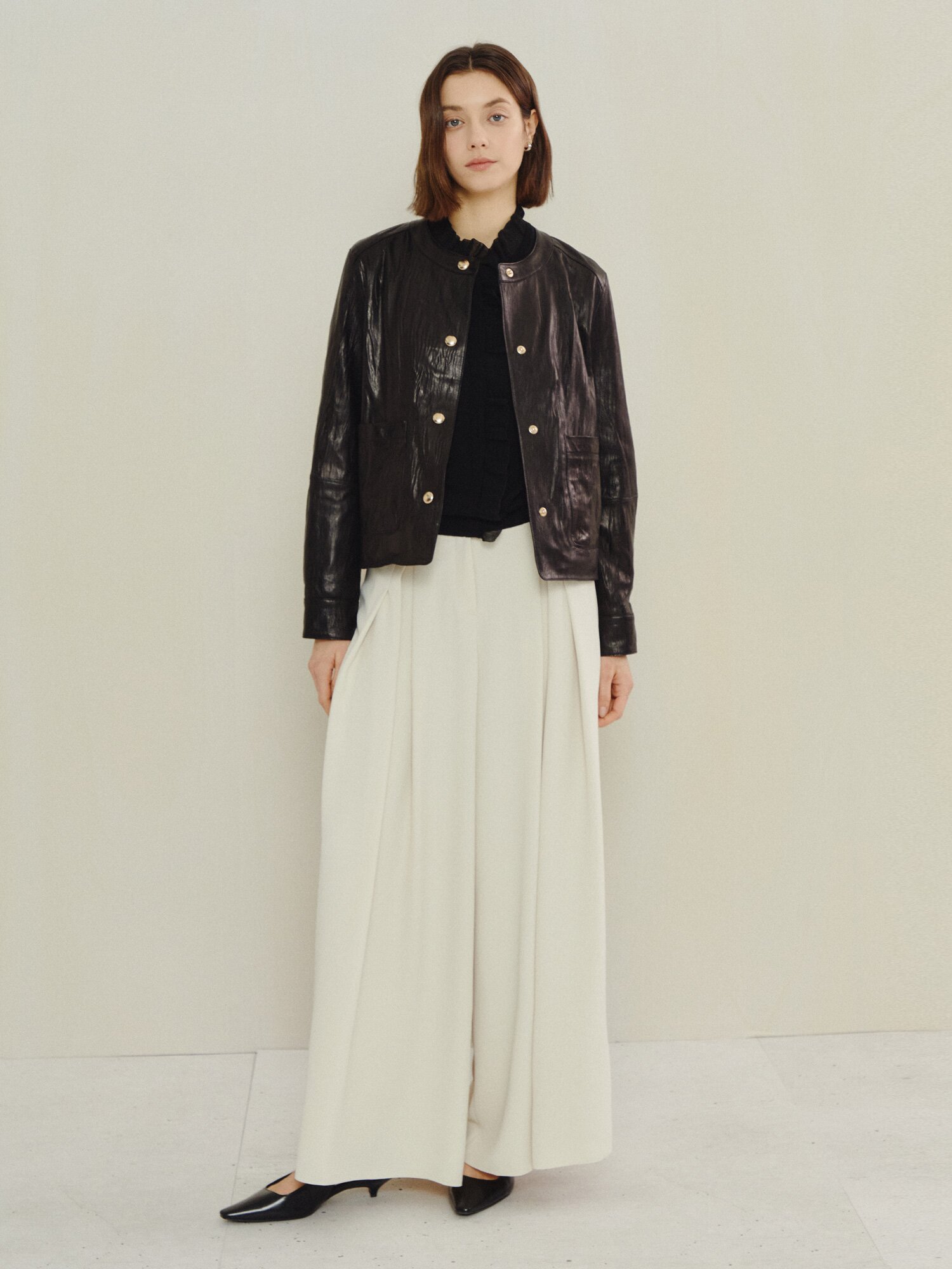 데일리 실루엣 램스킨 레더 재킷 (BLACK)