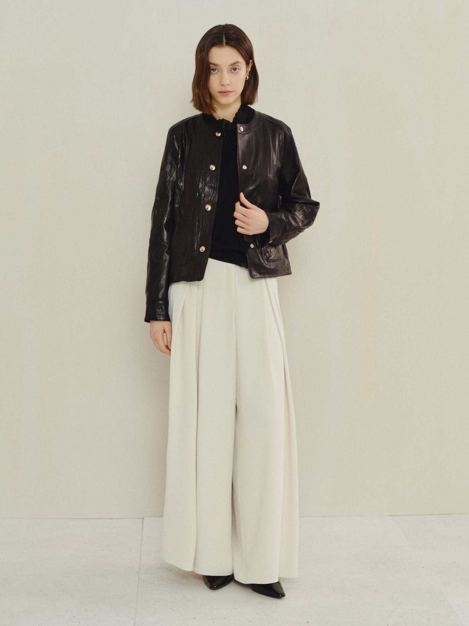 데일리 실루엣 램스킨 레더 재킷 (BLACK)