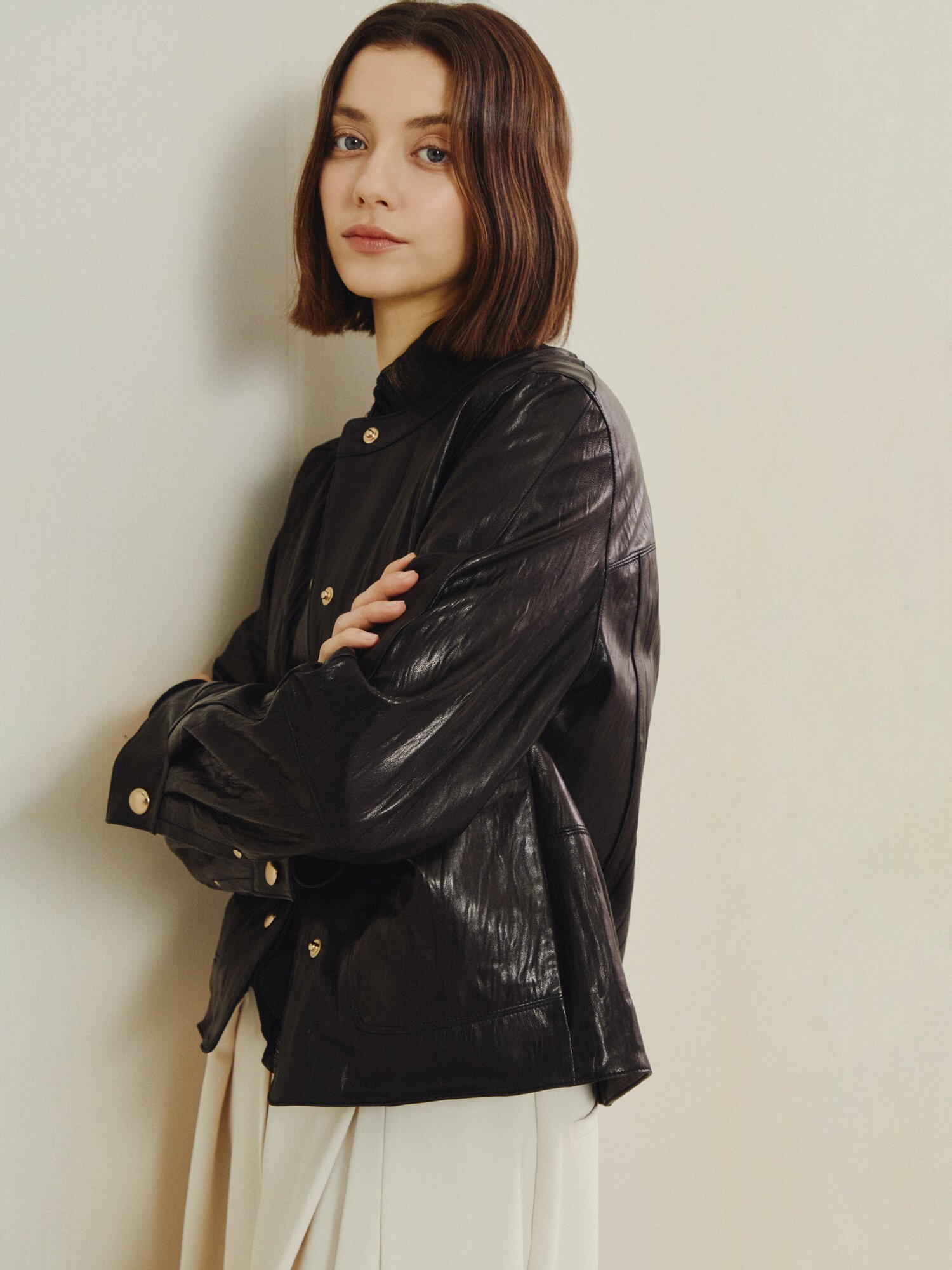 데일리 실루엣 램스킨 레더 재킷 (BLACK)