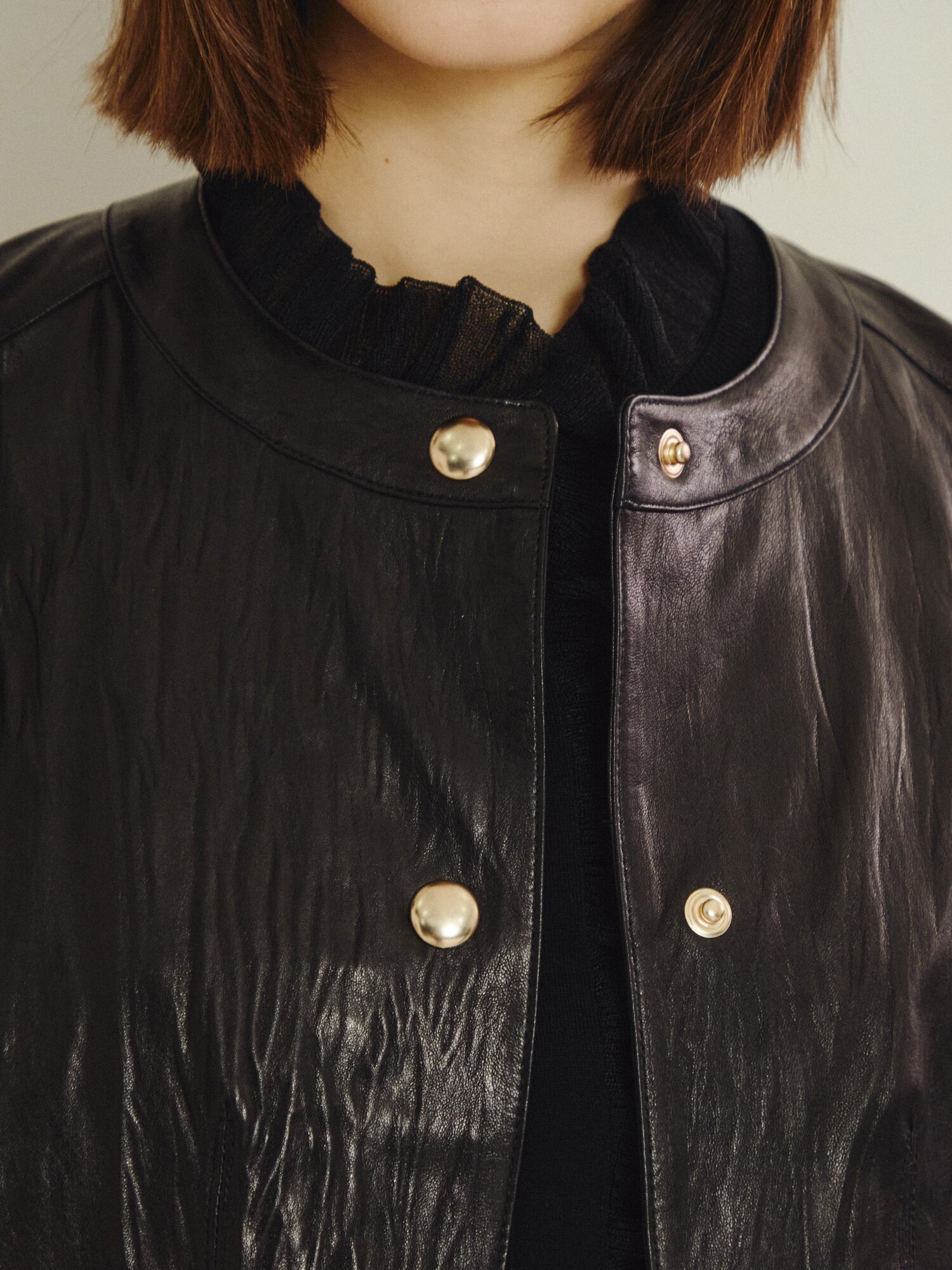 데일리 실루엣 램스킨 레더 재킷 (BLACK)