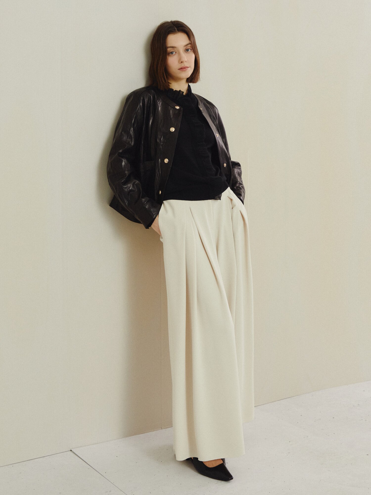 데일리 실루엣 램스킨 레더 재킷 (BLACK)