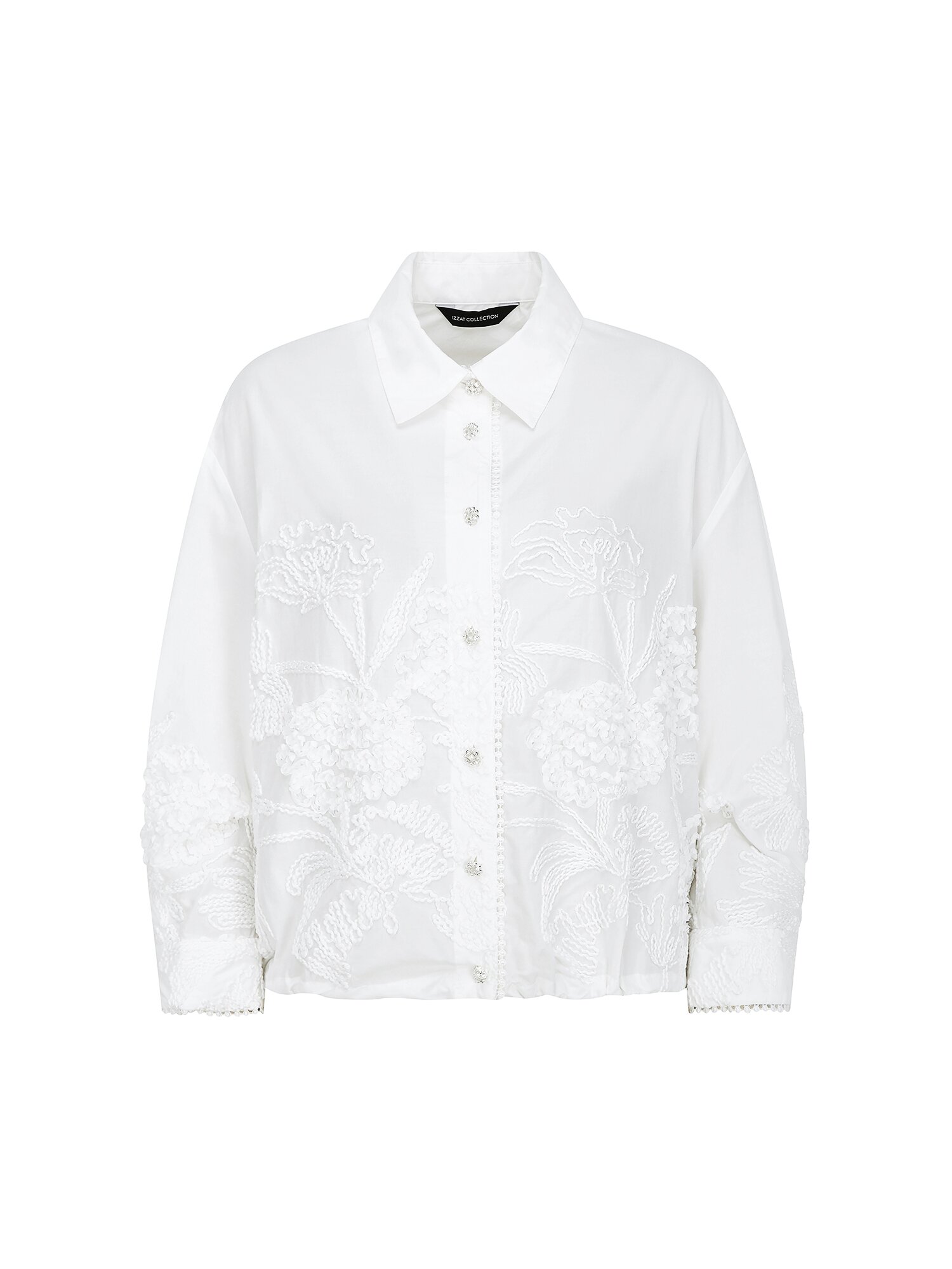 코튼 플라워 텍스쳐 블라우스 (WHITE)