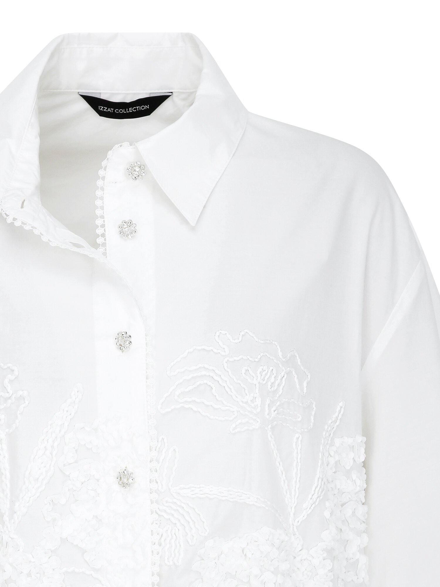 코튼 플라워 텍스쳐 블라우스 (WHITE)