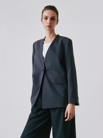 루즈핏 원버튼 브이넥 재킷 