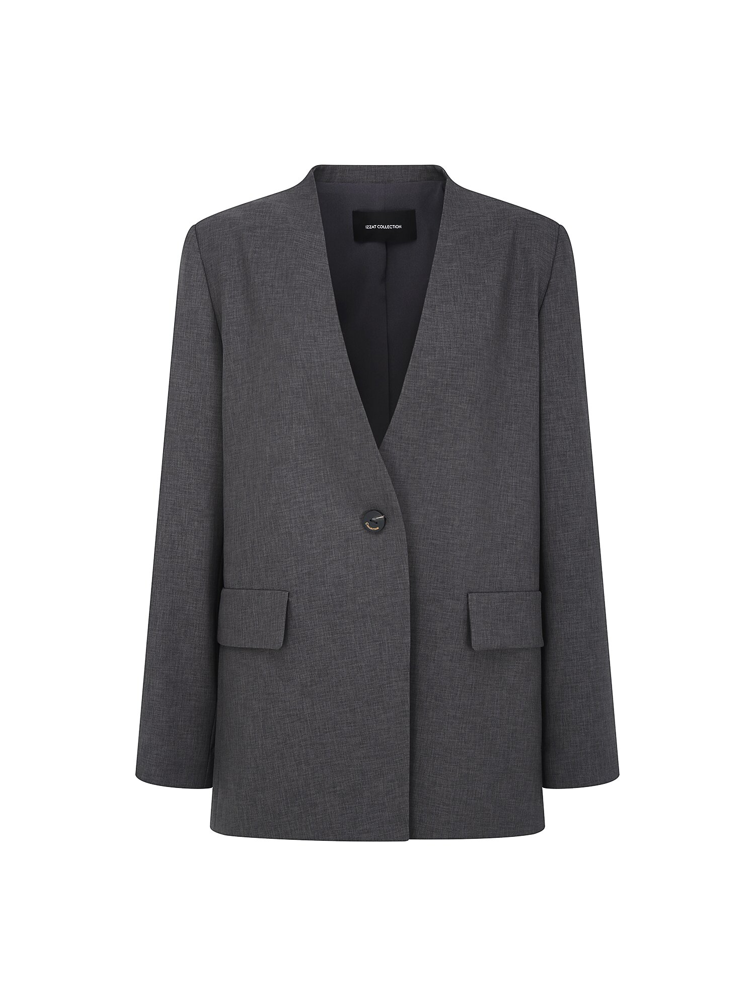 루즈핏 원버튼 브이넥 재킷 (GREY)