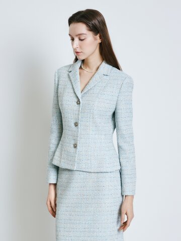 글리터 트위드 슬림핏 재킷 