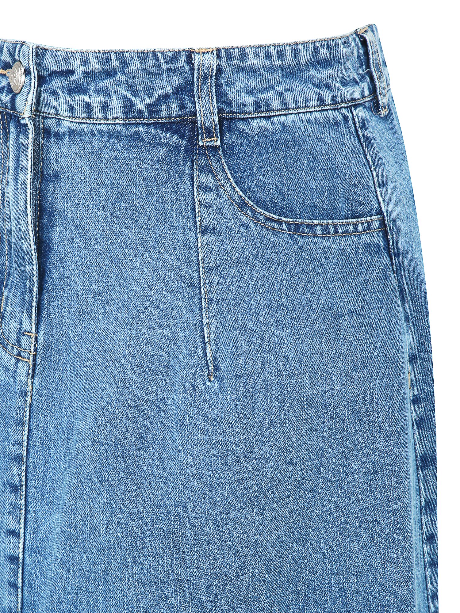 A라인 미디 데님 스커트 (BLUE)