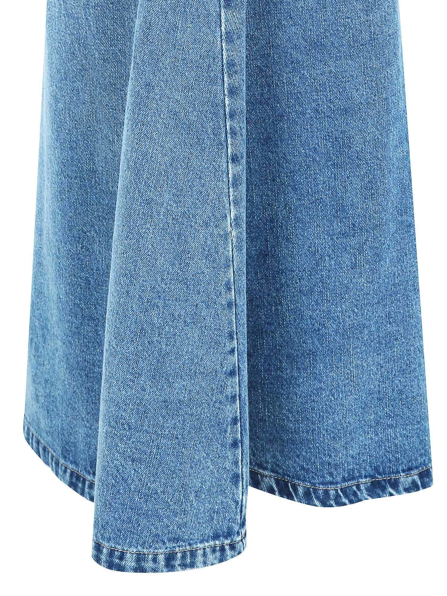 A라인 미디 데님 스커트 (BLUE)