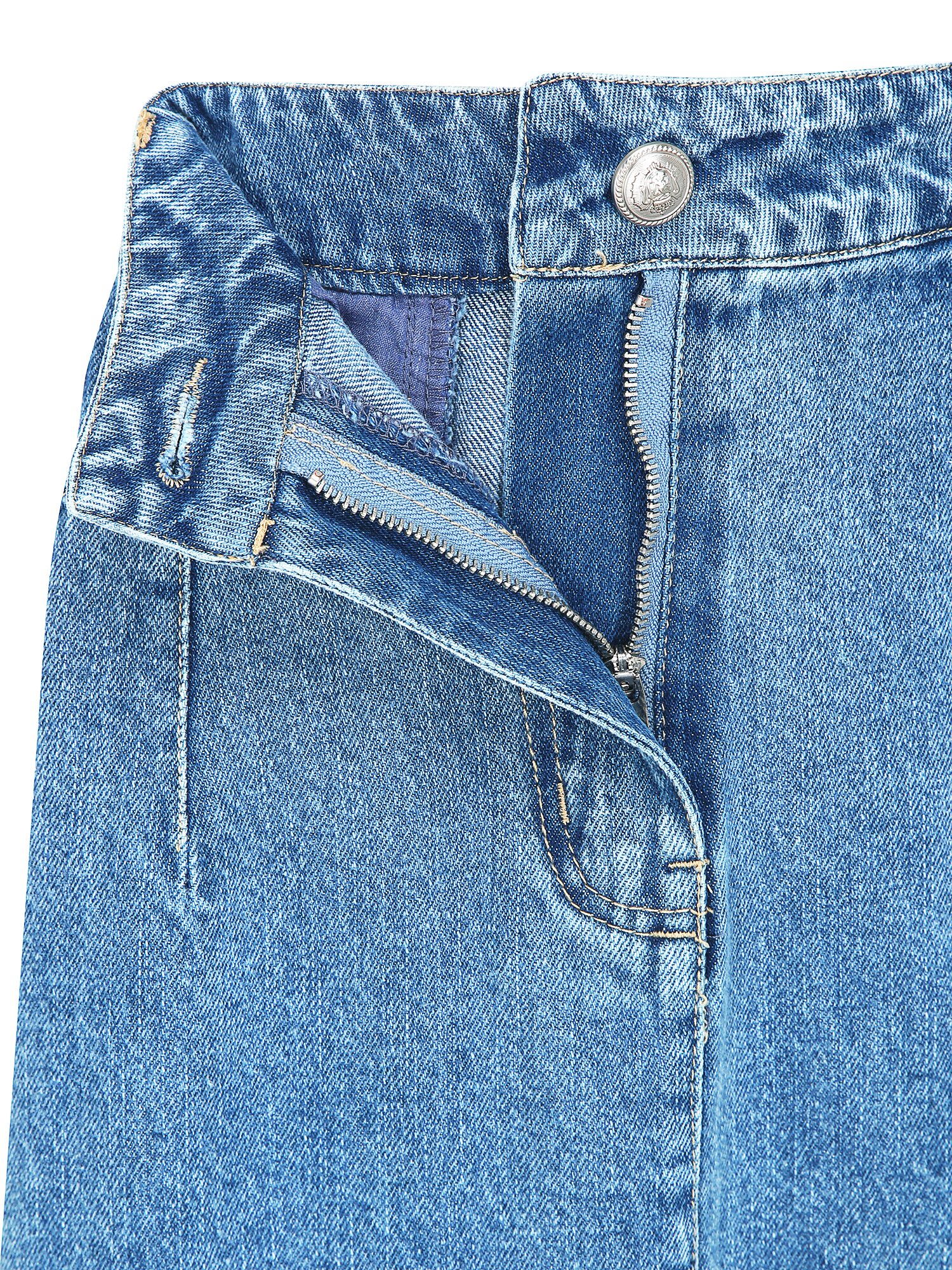 A라인 미디 데님 스커트 (BLUE)