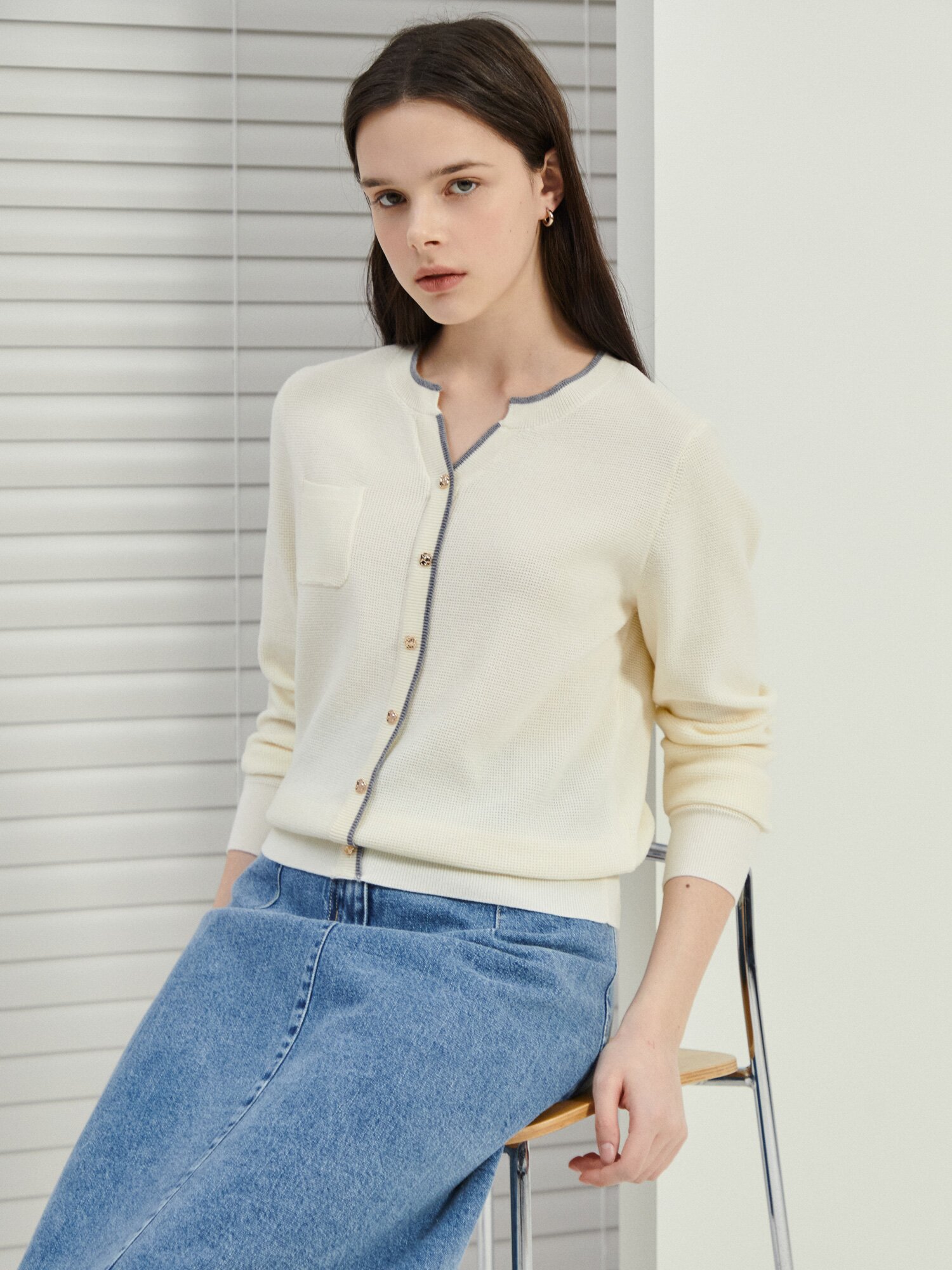 A라인 미디 데님 스커트 (BLUE)