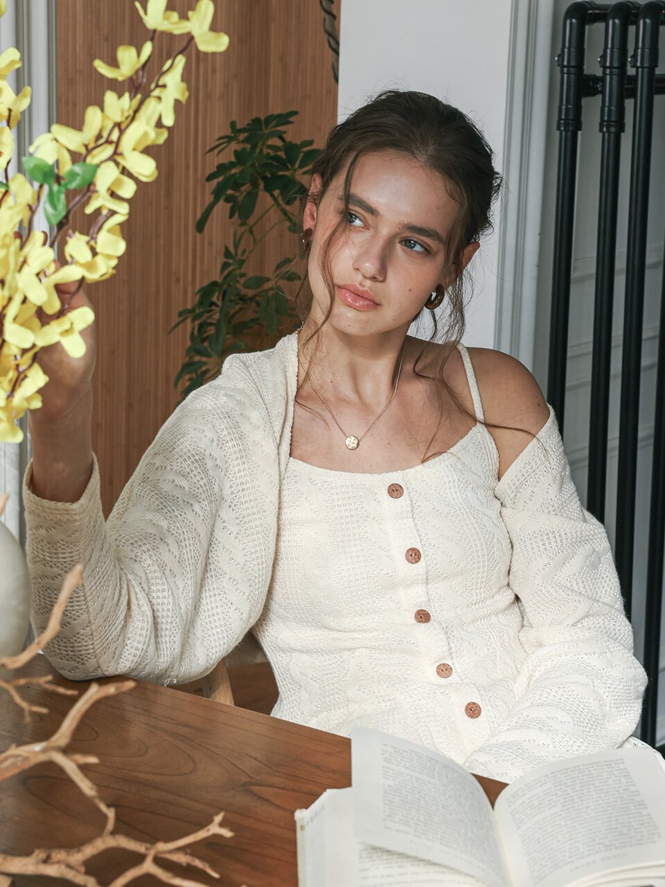 PM_Rib knit cardigan and inner top set_3color