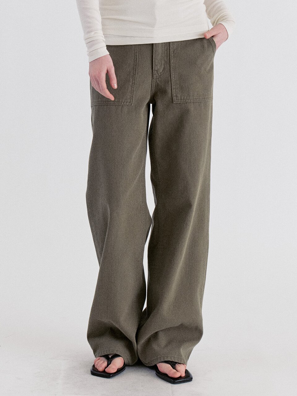 Cotton Twill Work Pants - Khaki