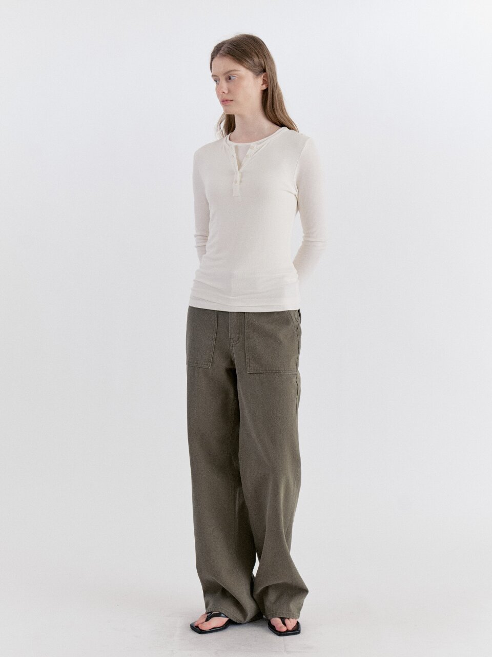 Cotton Twill Work Pants - Khaki