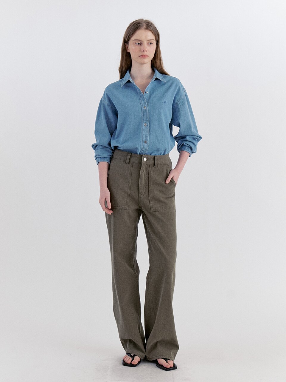 Cotton Twill Work Pants - Khaki