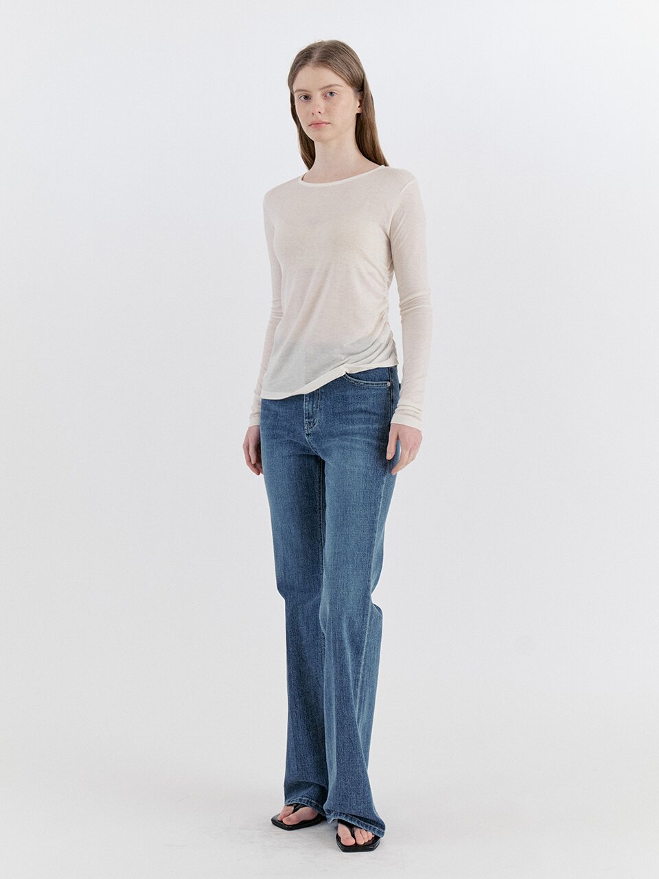 Classic Semi-Bootcut Flare Denim Pants - Deep Blue