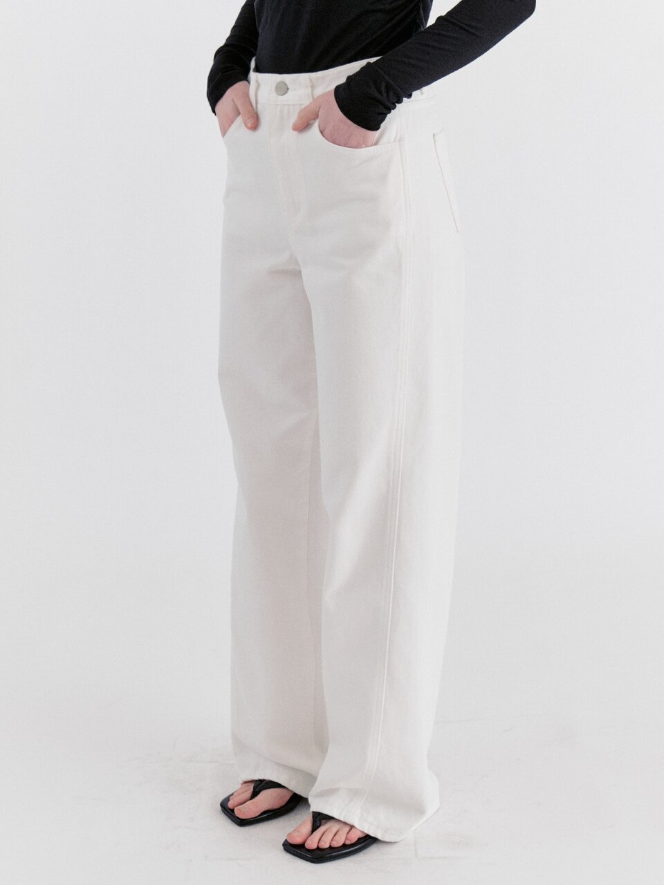 Shape Curved Cotton pants - Ivory