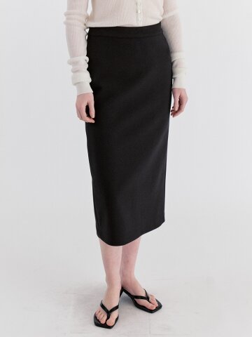 Basic H-Line Slit Long Skirt - Black