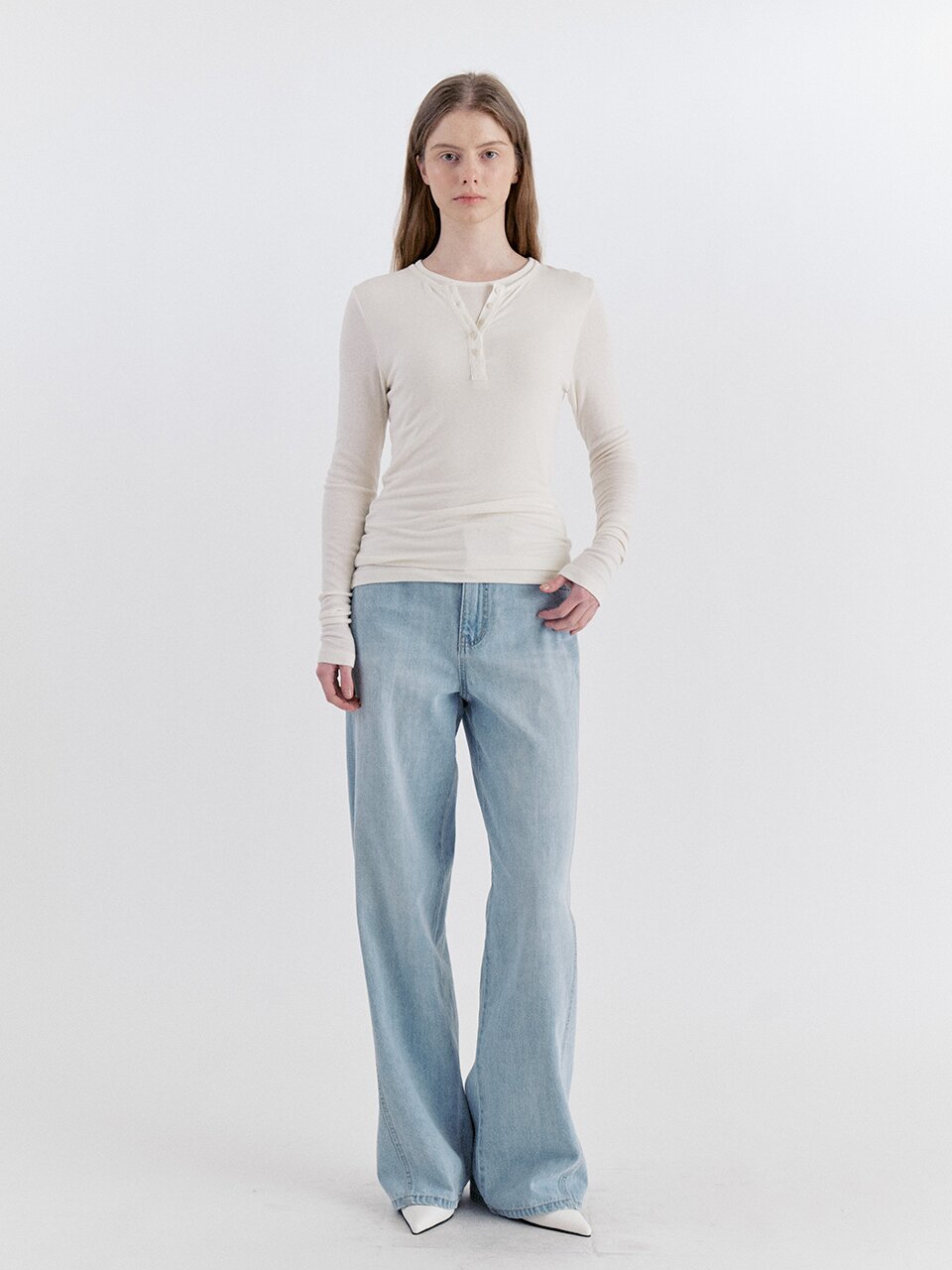 Basic Layered Panel T-Shirt - Ivory