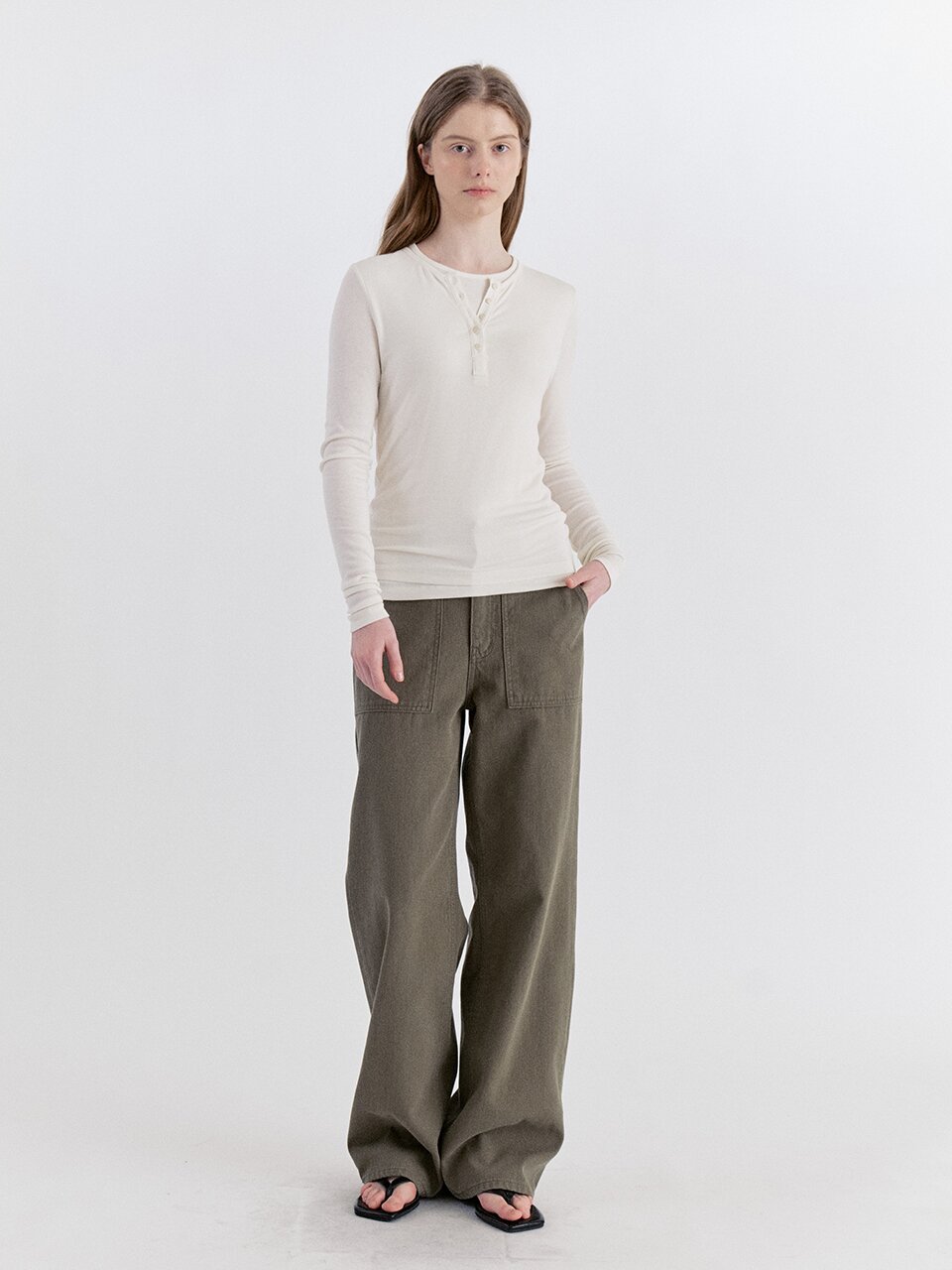 Basic Layered Panel T-Shirt - Ivory